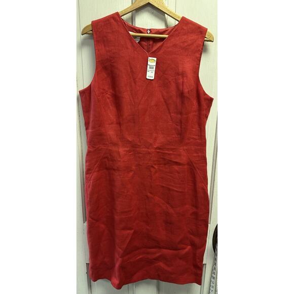NWT Talbots Red Irish Linen Shift Dress Sleeveless Knee Length Size 16 - Picture 1 of 6